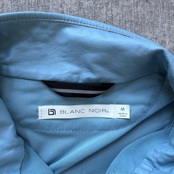 Blanc Noir Blue Leather Moto Mesh Jacket - Picture 6 of 12